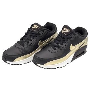 Nike Air Max 90 LTR GS Black Metallic Gold Sneakers CD6864-008 Kids Size 5Y